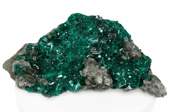 Gemmy Dioptase Crystals with Cerussite - Congo #304337